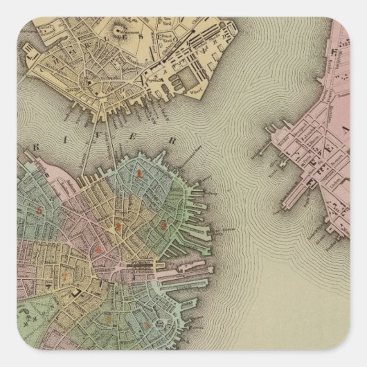 Boston Quadratischer Aufkleber (Vorderseite)