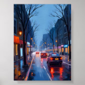 Boston Rain | Downtown City Street Massachusetts Poster (Vorne)