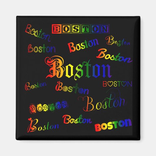 Boston Rainbow Schriftartes Magnet (Vorne)