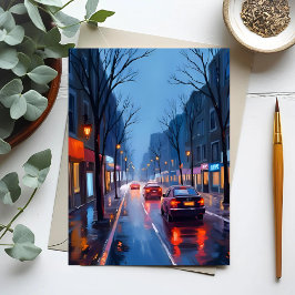 Boston Regen | Innenstadtstraße Massachusetts Postkarte