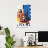 Boston Reiseplakat Massachusetts Kunstdruck Poster (Heimbüro)