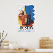 Boston Reiseplakat Massachusetts Kunstdruck Poster (Küche)