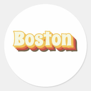 Boston Retro Vintager Text Runder Aufkleber
