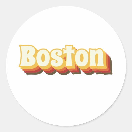 Boston Retro Vintager Text Runder Aufkleber (Vorderseite)