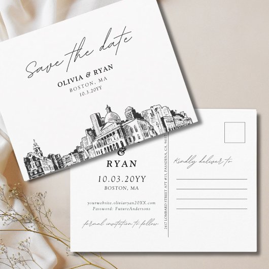 Boston Save the Date PostkartenWedding Postkarte