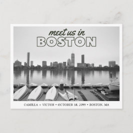 Boston Save the Date Retro Skyline Postcard Postkarte