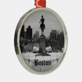 Boston-Schnee-Verzierung Silbernes Ornament (Rechts)