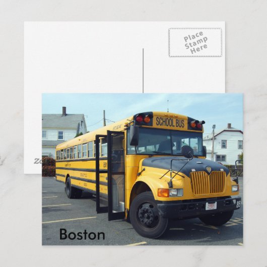 Boston School Bus Postkarte (Vorne/Hinten)