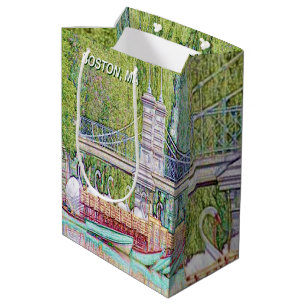 Boston-Schwan-Boote Bleistift und Tinte Mittlere Geschenktüte