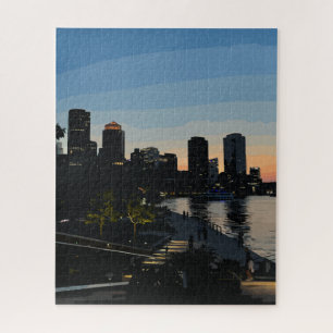 Boston Seaport Sonnenuntergang Stadt Skyline Puzzle