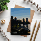 Boston Seaport Sunset City Skyline Card