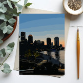 Boston Seaport Sunset City Skyline Card