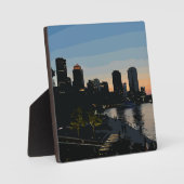 Boston Seaport Sunset City Skyline Fotoplatte (Vorderseite)