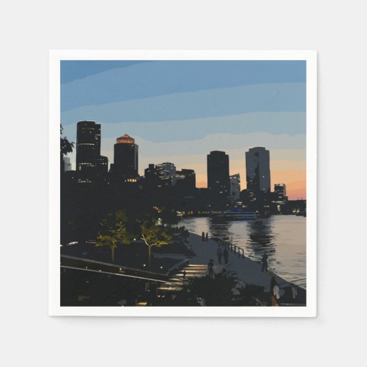 Boston Seaport Sunset City Skyline Serviette (Vorderseite)