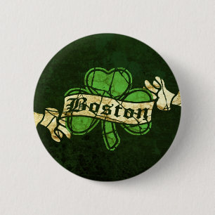 Boston Shamrock im Vintage-Stil Button