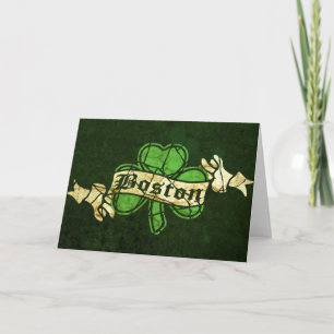 Boston Shamrock im Vintage-Stil Karte