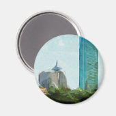 Boston Skyline Abstrakter Impressionismus Magnet (Vorderseite/Rückseite)