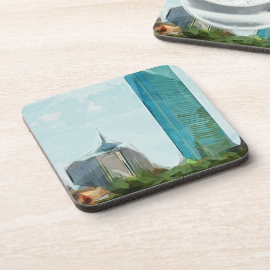 Boston Skyline Abstrakter Impressionismus Untersetzer (Linke Seite)