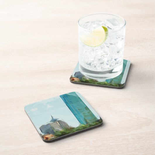 Boston Skyline Abstrakter Impressionismus Untersetzer (Rechte Seite)