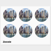 Boston-Skyline am Wasser Runder Aufkleber (Blatt)