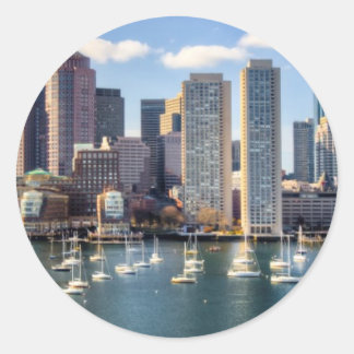 Boston-Skyline am Wasser Runder Aufkleber