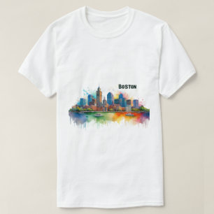 Boston Skyline Aquarell T-Shirt