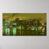 Boston Skyline at Night Poster (Vorne)