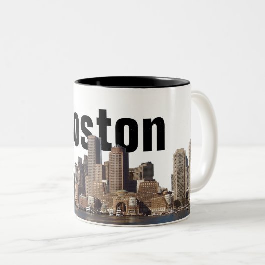 Boston-Skyline auf einer Schale Zweifarbige Tasse (VorderseiteRechts)