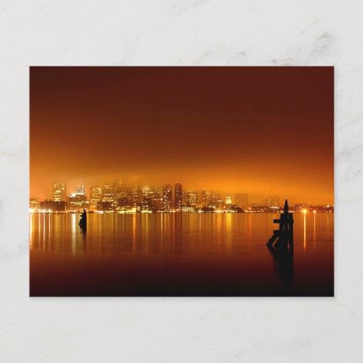 Boston Skyline bei Nacht Postkarte (Vorderseite)