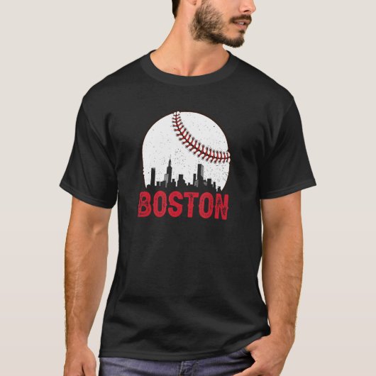Boston Skyline Boston Massachusetts Baseball Citys T-Shirt (Vorderseite)
