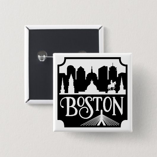 Boston Skyline Button (Vorne & Hinten)