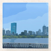 Boston Skyline Charles River Gemälde Glasuntersetzer (Vorderseite)