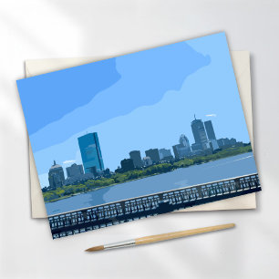 Boston Skyline Charles River Gemälde Karte