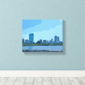 Boston Skyline Charles River Gemälde Leinwanddruck (Insitu (Holzboden))