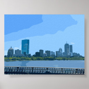 Boston Skyline Charles River Gemälde Poster