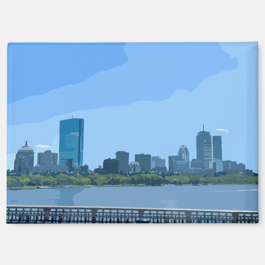 Boston Skyline Charles River Painting Magnet (Vorderseite)