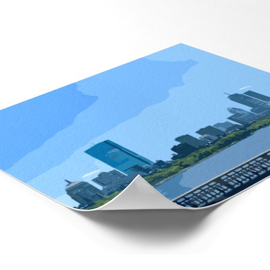 Boston Skyline Charles River Painting Poster (Ecke)