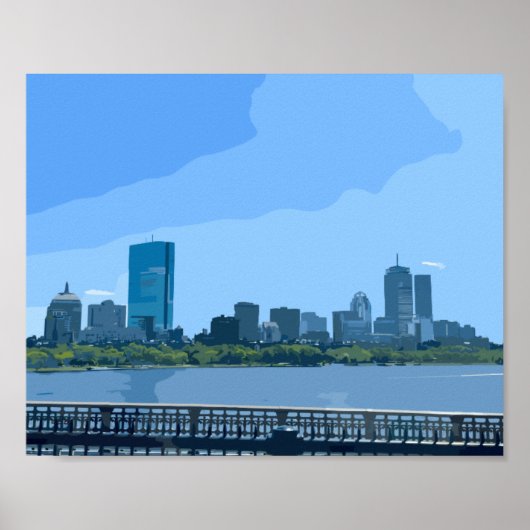 Boston Skyline Charles River Painting Poster (Vorne)