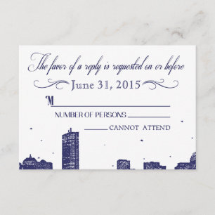 Boston Skyline Dark Blue auf weißem UAWG RSVP Karte