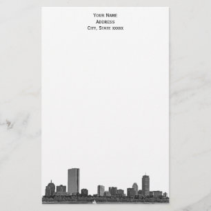 Boston Skyline Etched 01 Stationery Briefpapier