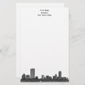 Boston Skyline Etched 01 Stationery Briefpapier (Vorne/Hinten)