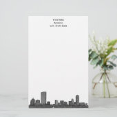 Boston Skyline Etched 01 Stationery Briefpapier (Stehend Vorderseite)
