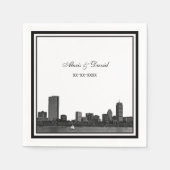 Boston Skyline Etched Gerahmt L Wedding Serviette (Vorderseite)
