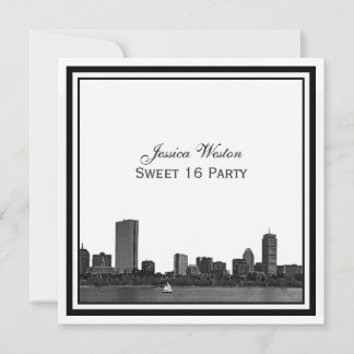 Boston Skyline Etched Gerahmt Sweet 16 Einladung