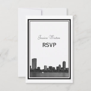 Boston Skyline Etched Gerahmt UAWG RSVP Karte