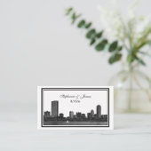 Boston Skyline Etched Gerahmte Escort Cards Platzkarte (Stehend Vorderseite)
