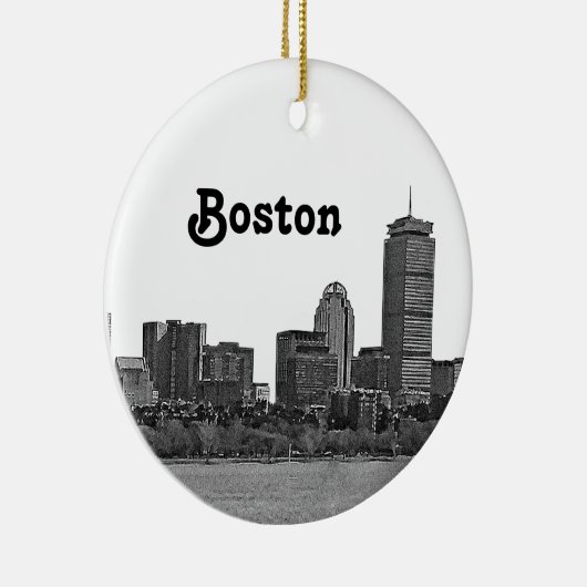 Boston Skyline Etched Keramik Ornament (Rechts)