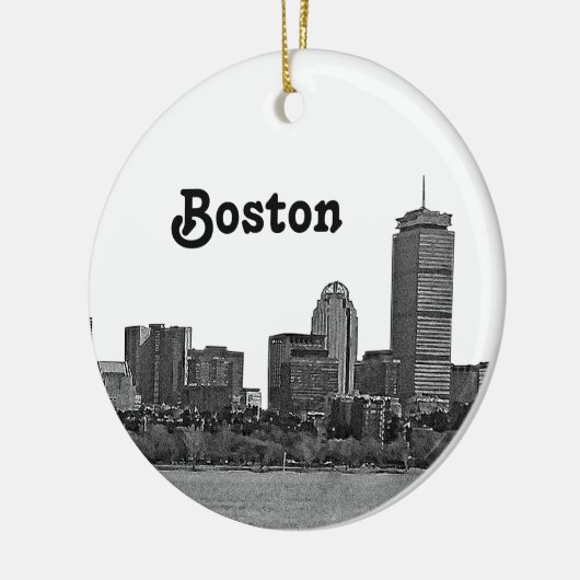 Boston Skyline Etched Keramik Ornament (Links)