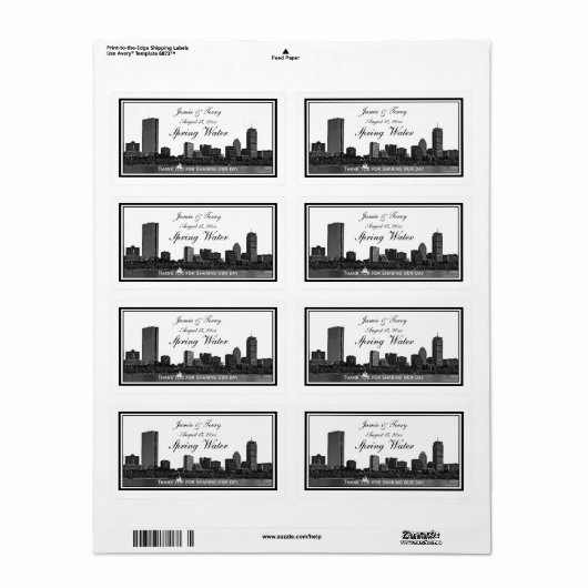 Boston Skyline Etwas Gerahmtes H #2 Wasserflasche (Vorne)