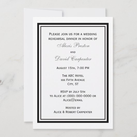 Boston Skyline Etwas Gerahmtes Probe Dinner Einladung (Rückseite)